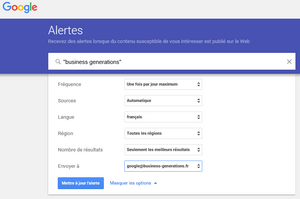 Alerte Google sur Business Generations